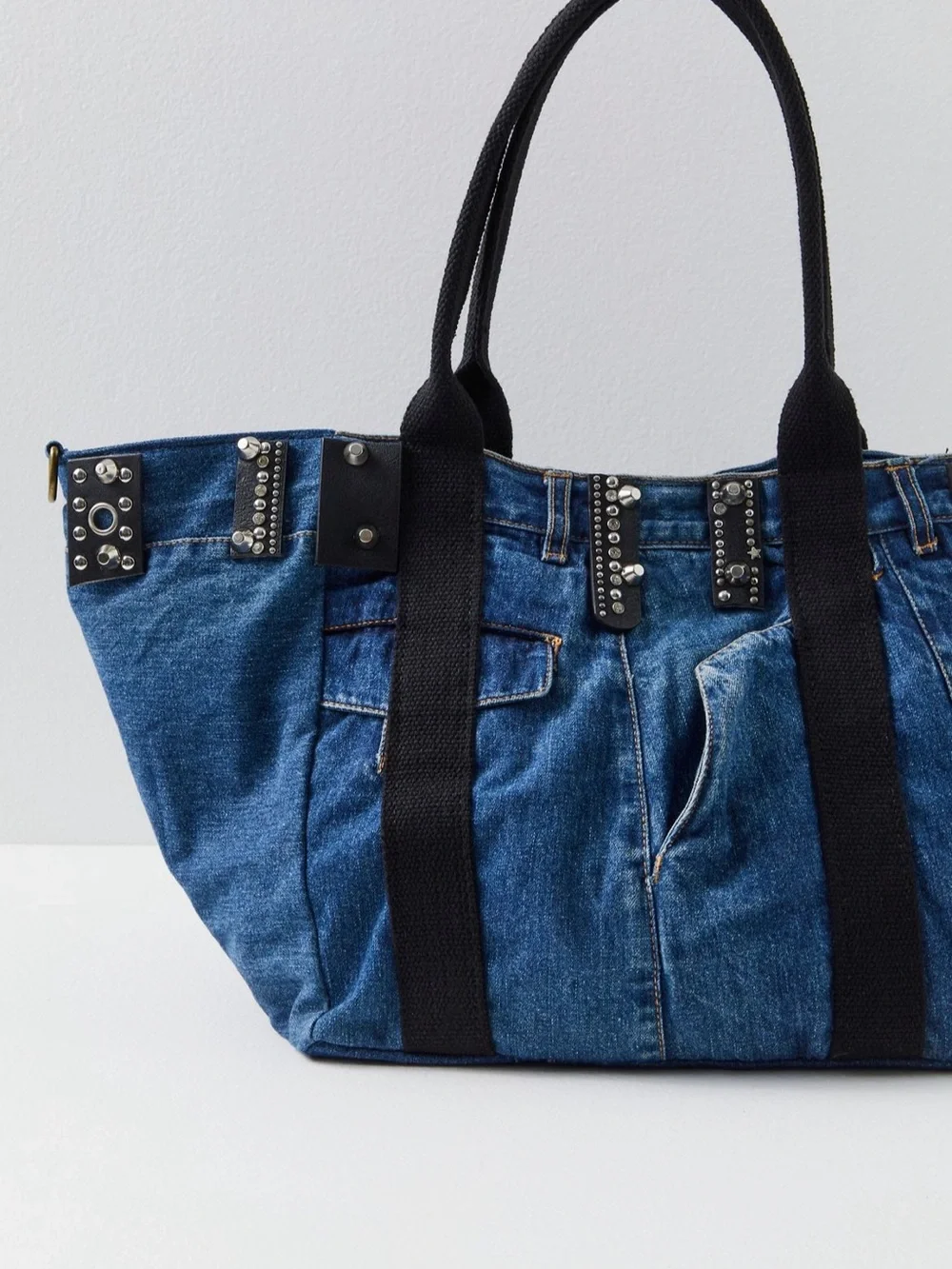 NWOT Free People Ibiza Denim Tote Bag by Stepfano Ghilardi A619